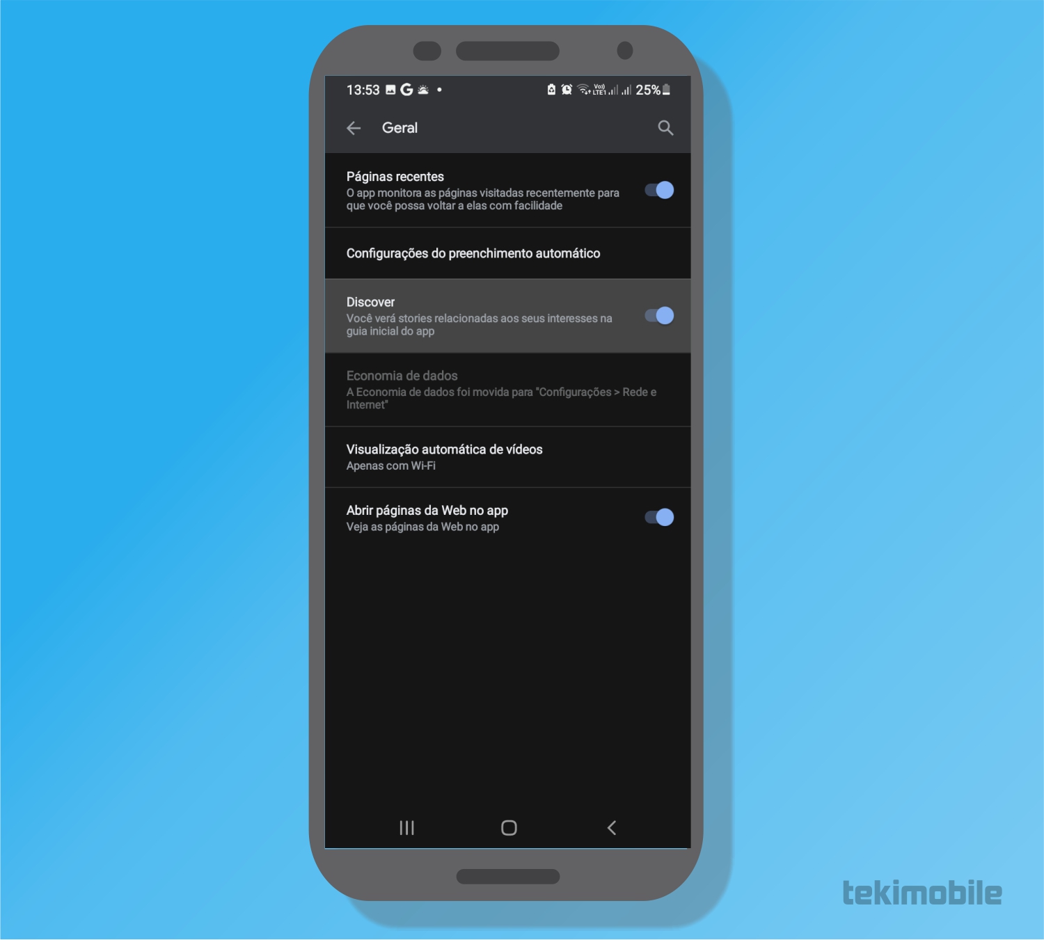 Toque em Discover - Google Discover não funciona Veja como resolver