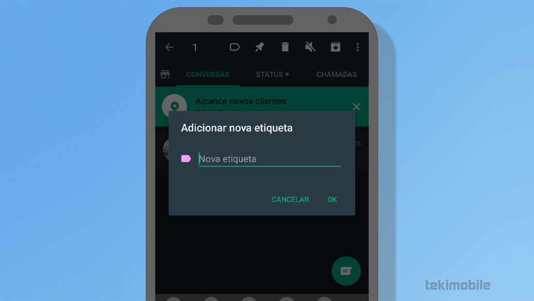 como colocar nova etiqueta no WhatsApp Business