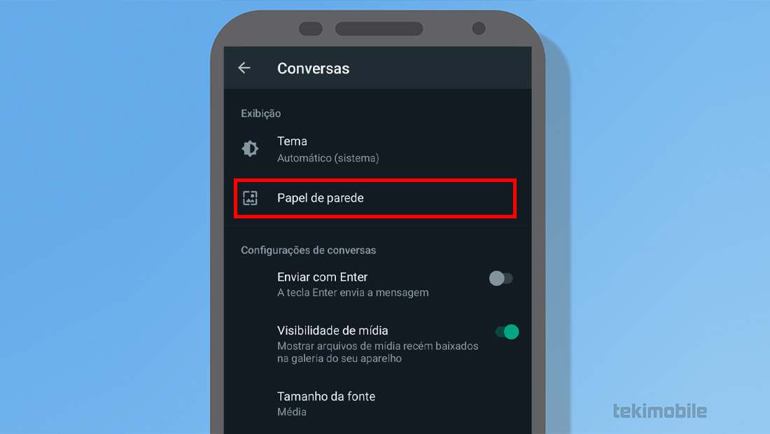 como mudar o papel de parede do whatsapp exibição