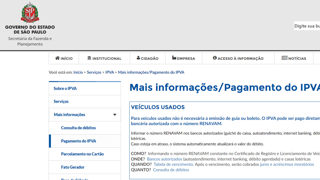 como pagar o ipva online