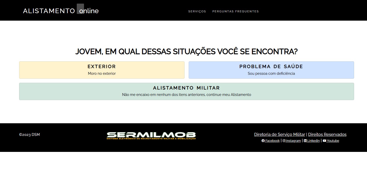 Selecione uma das opções para se alistar - Como fazer o alistamento militar online