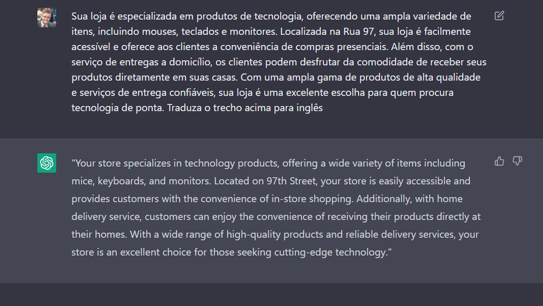 ChatGPT em lojas do WhatsApp Business tradução