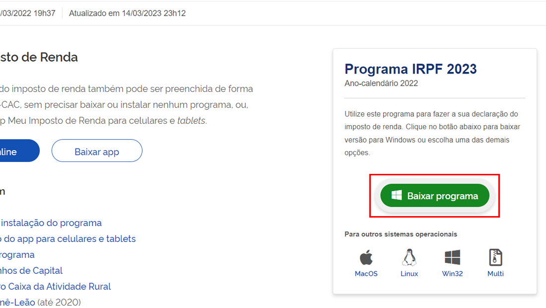 baixar o IRPF 2023 no Windows facilmente