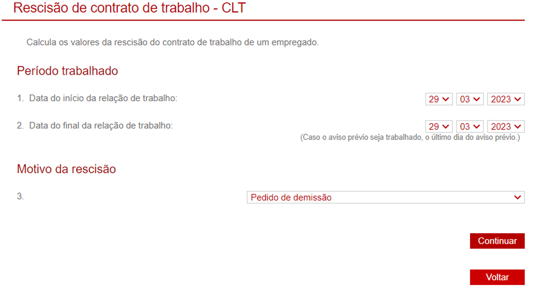 calcular rescisão do contrato de trabalho