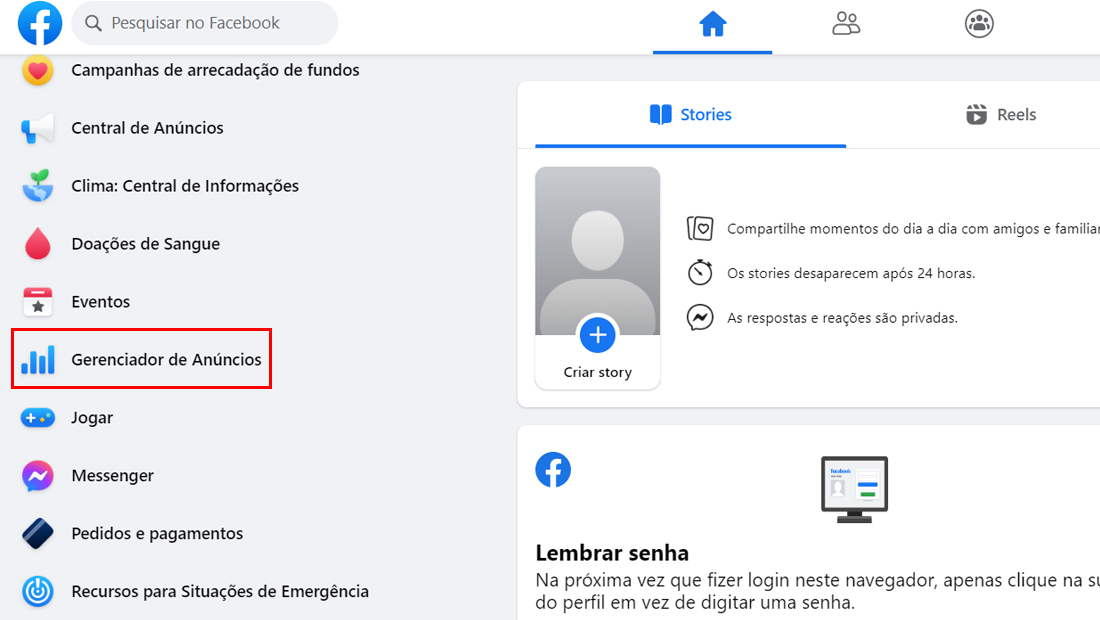como acessar o gerenciador de anúncios do Facebook