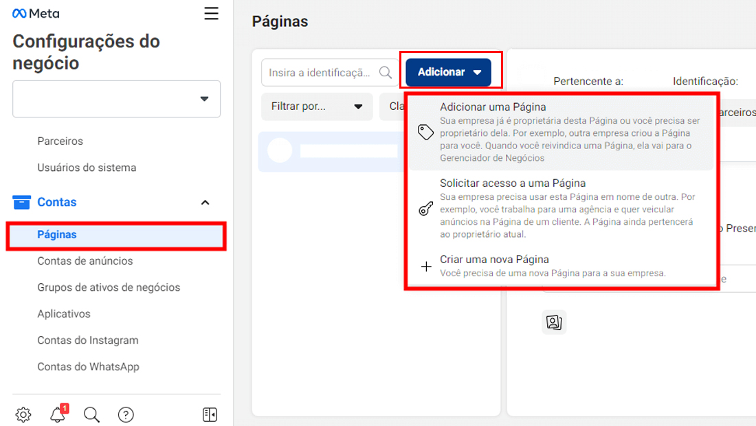 gerenciador de anúncios do Facebook configs