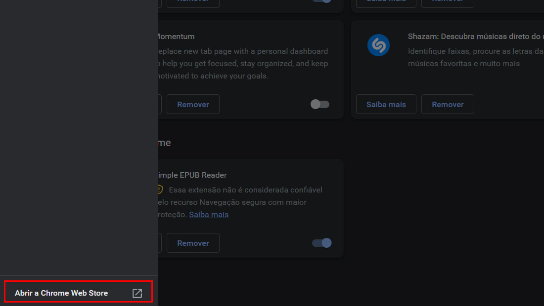 abrir chrome web store
