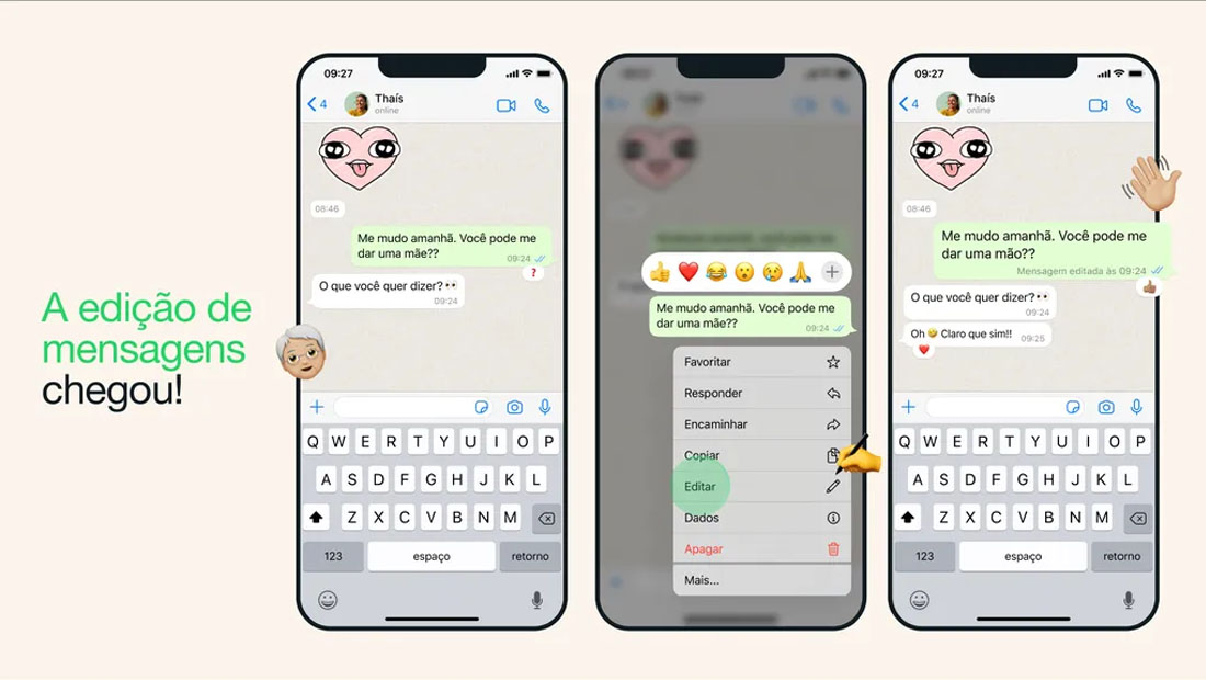como editar mensagem whatsapp iphone