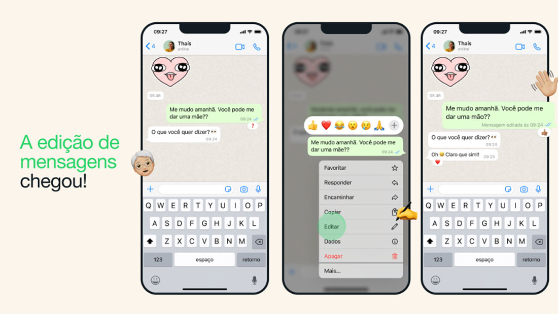 editar mensagens whatsapp