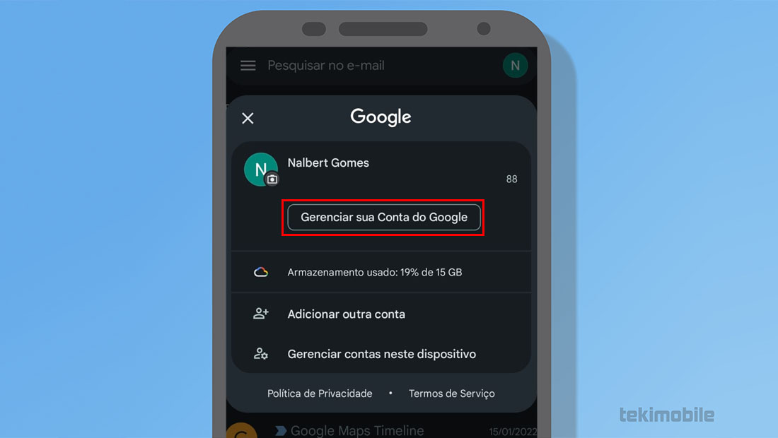 gerenciar conta gmail