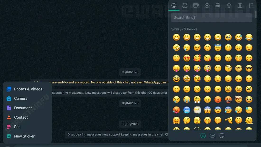 novo painel de emojis whatsapp