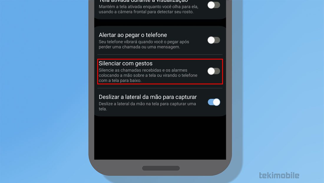 Silencie com gestos samsung Galaxy
