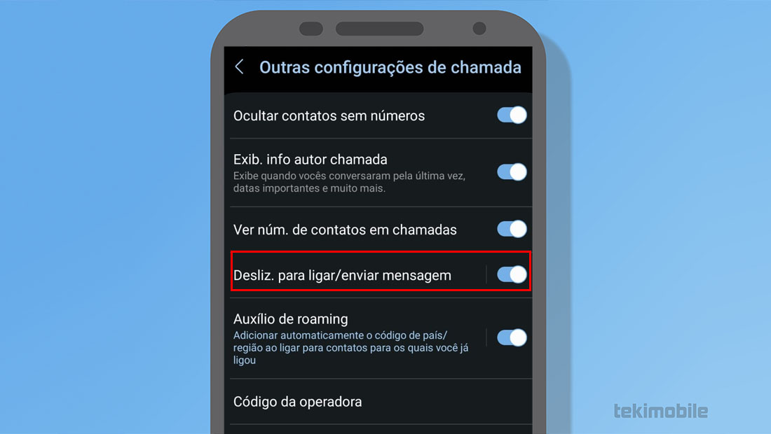 enviar mensagem ligar gestos