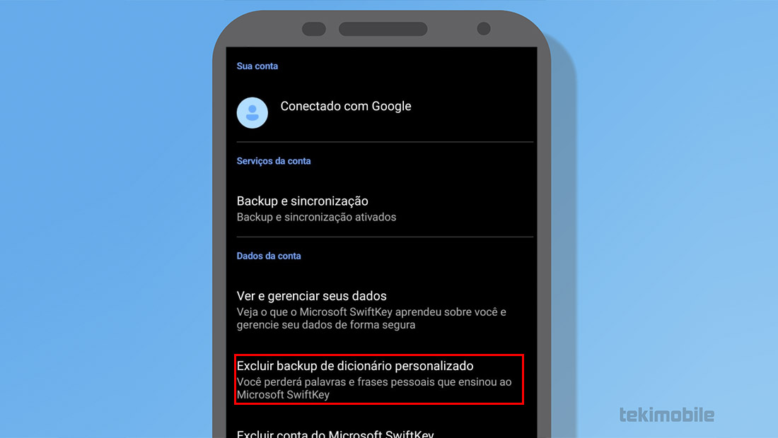 excluir backup dicionário swiftkey