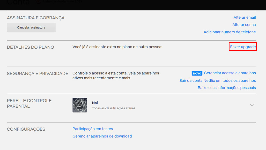 mudar plano netflix