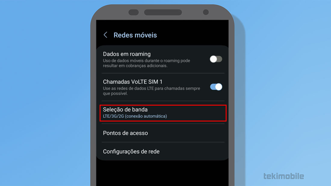 seleção de banda android