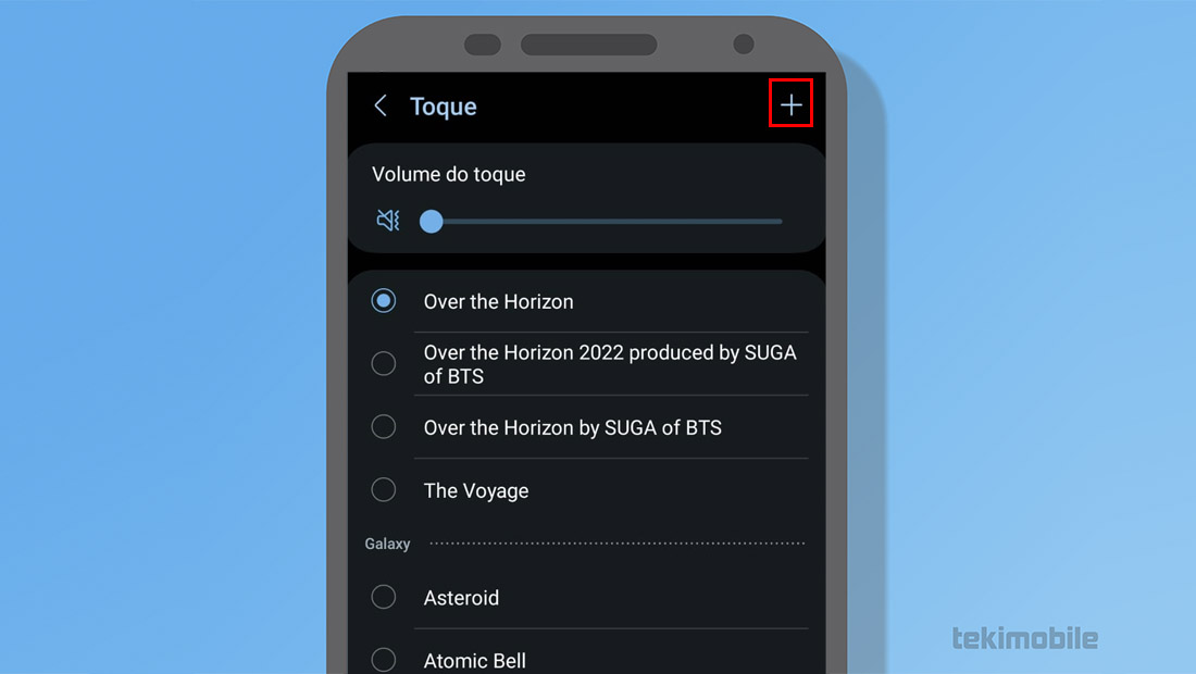 adicionar toque samsung galaxy