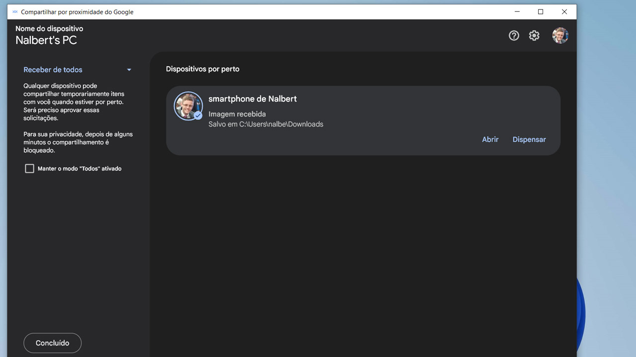android windows receber
