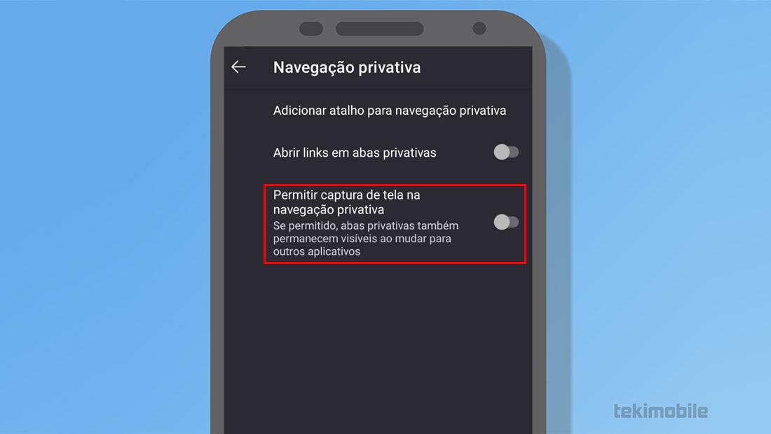 ativando captura de tela