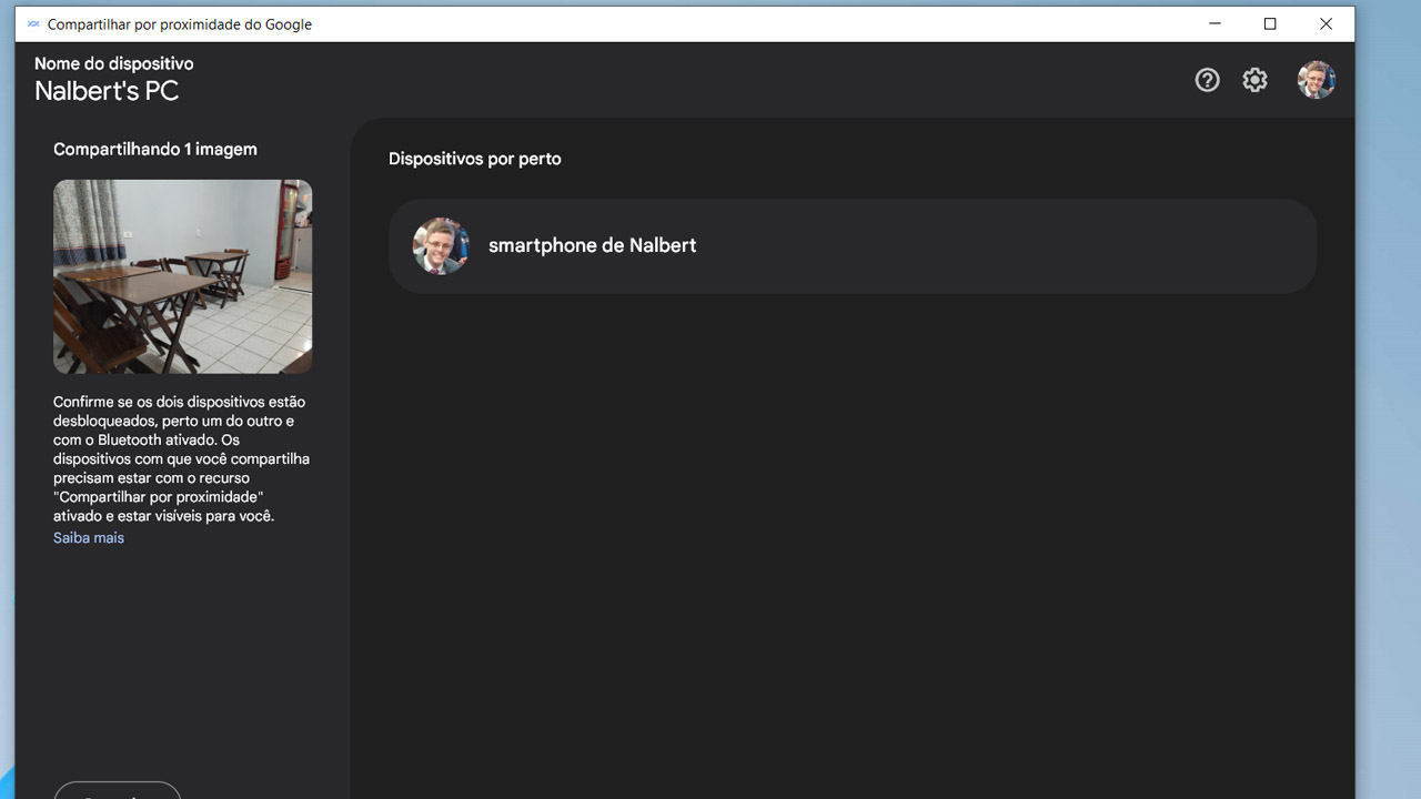 compartilhar windows android