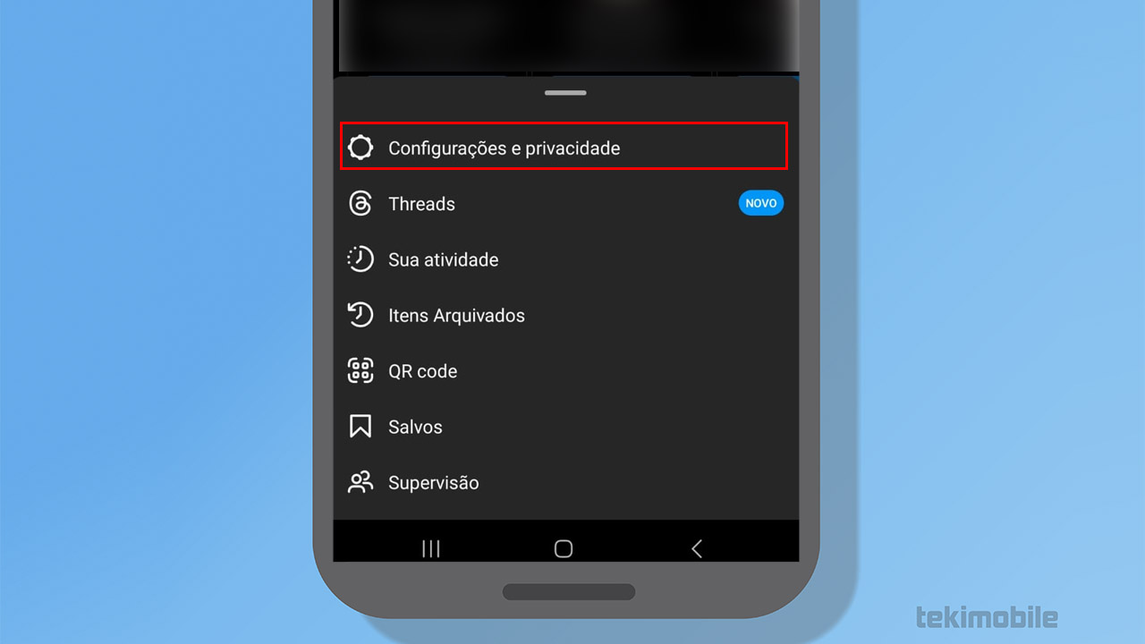 configurações instagram
