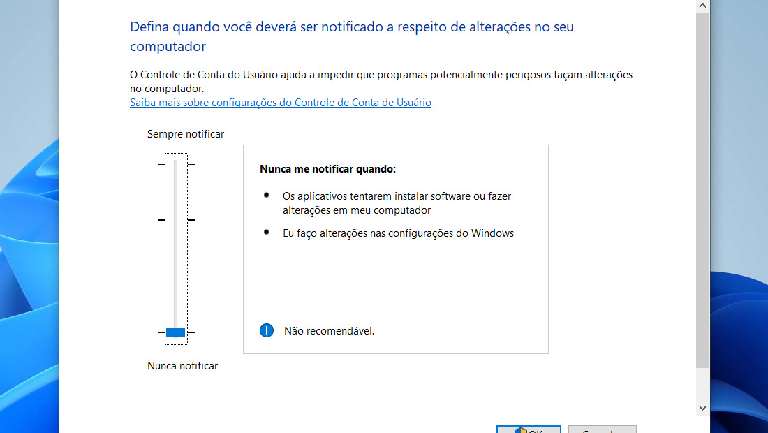 mudando uac windows