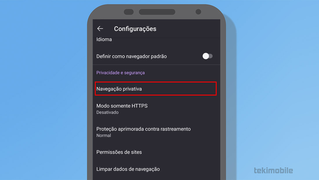 navegação android privado