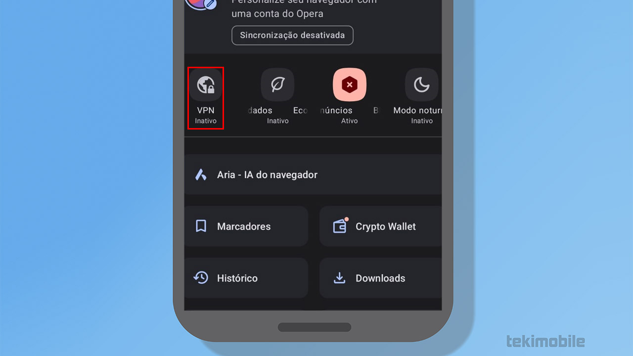 ativar vpn android opera