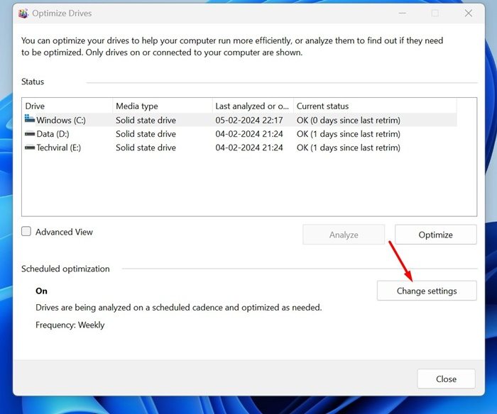 Alterar Configurações