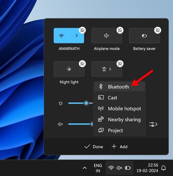 Faça alterações no painel de configurações rápidas