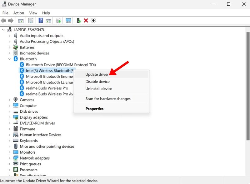 Atualize os drivers Bluetooth