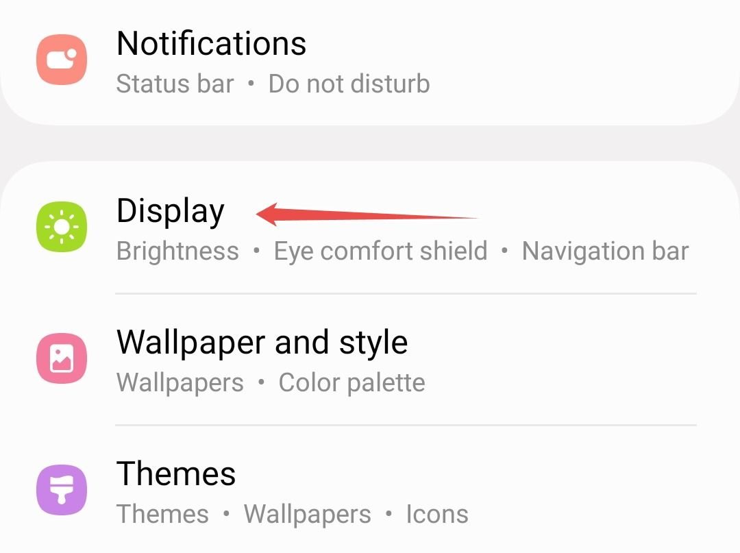 Menu Tela Samsung