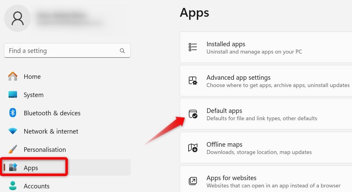 Abrindo a lista de aplicativos padrão no aplicativo de configurações do Windows.