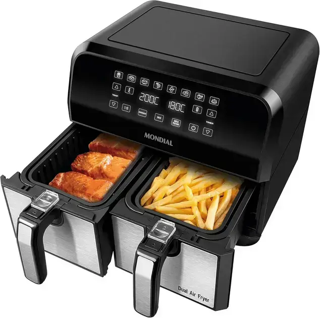 fritadeira-air-fryer-dual-duplo-cesto-8l fritadeira-air-fryer-dual-duplo-cesto-8l