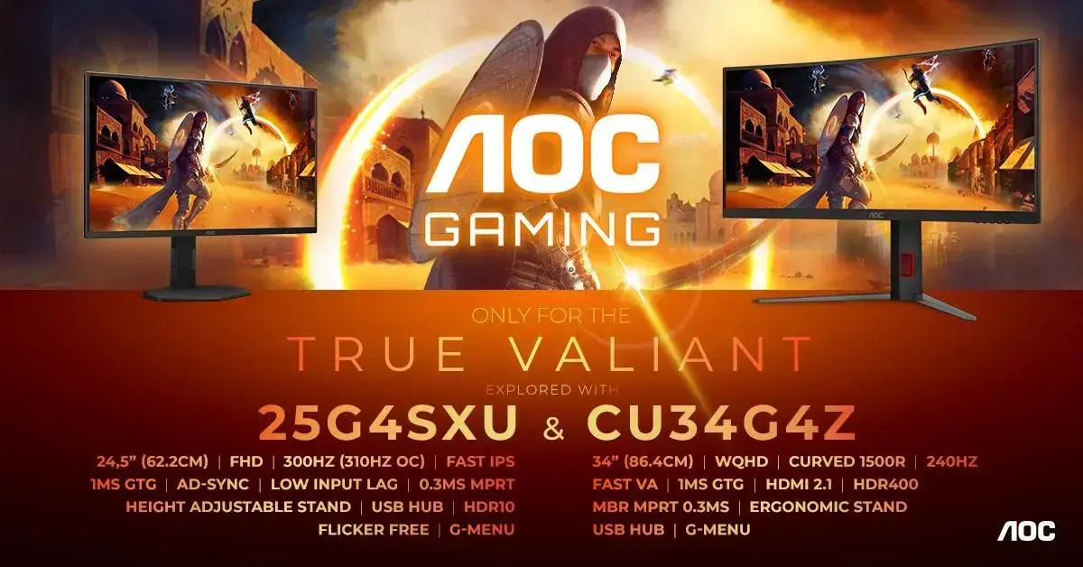AOC lança monitores gaming de 240Hz e 310Hz para eSports com telas regulares e ultrawide