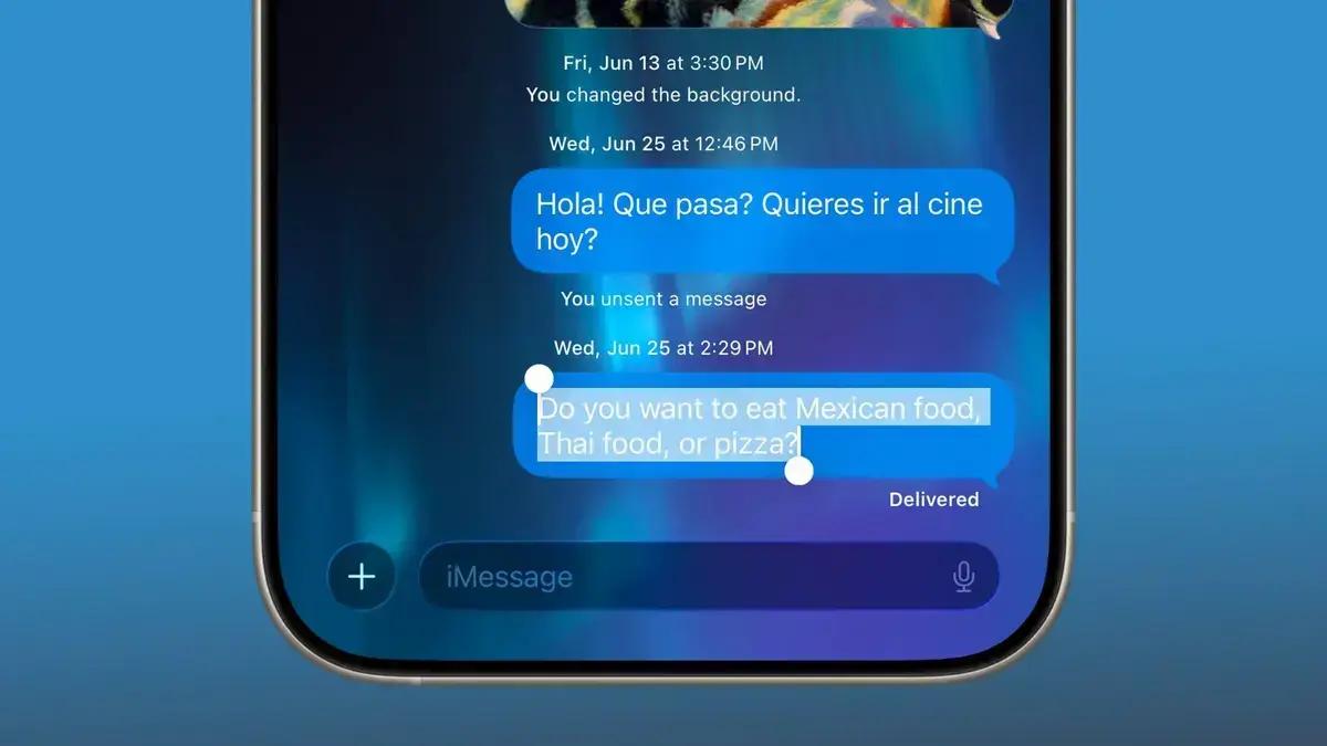 iOS 26 melhora recursos do Mensagens com seleção de texto