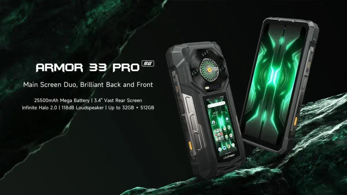 Smartphone resistente Ulefone Armor 33 Pro traz tela traseira de 3,4 polegadas