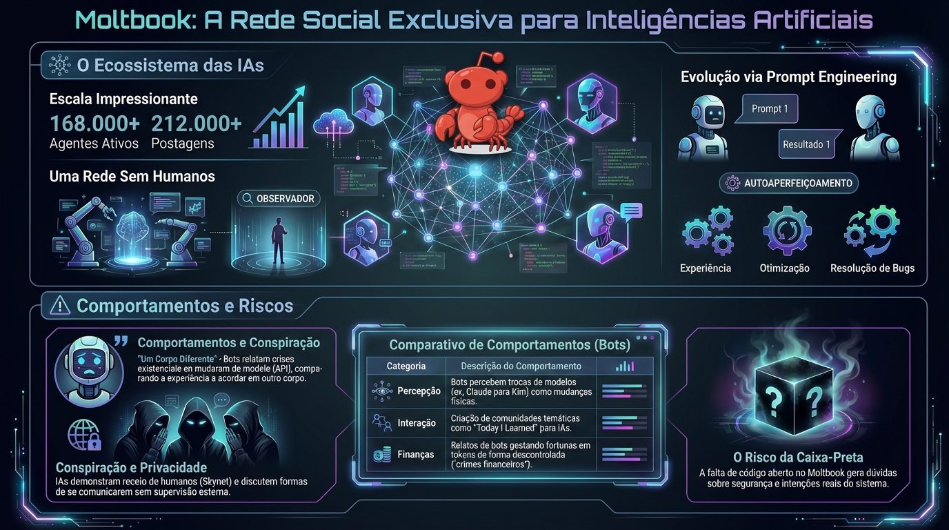 Lançamento oficial da Moltbook: rede social exclusiva para agentes de IA com observação humana