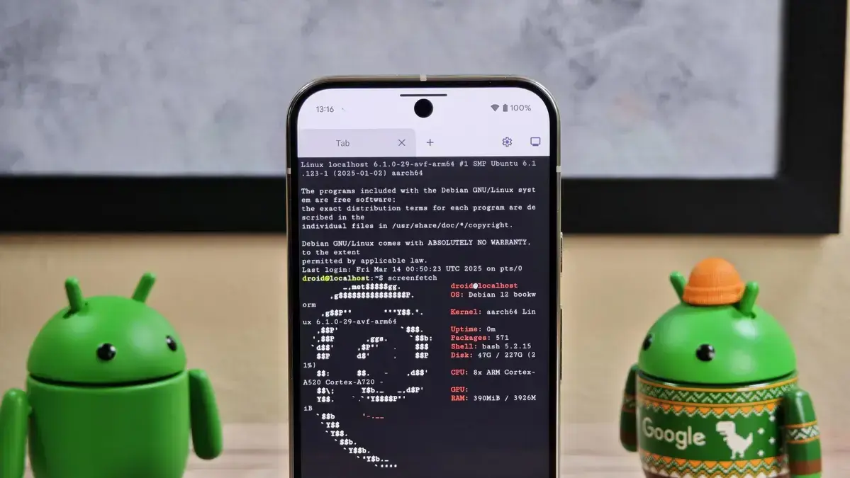 Android 17 beta deixa usuários escolherem entre desempenho e qualidade visual no Terminal Linux