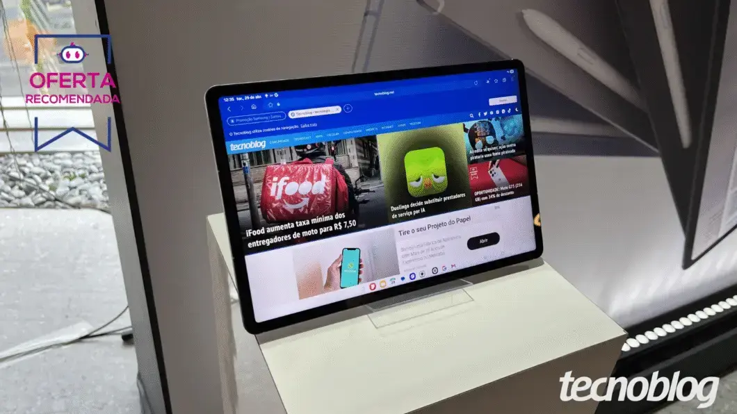 Galaxy Tab S10 FE Plus 5G aparece por R$ 3,3 mil com S Pen e capa inclusas