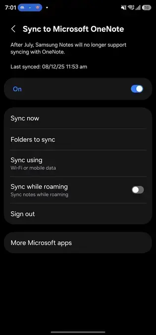 Samsung Notes e OneNote vão perder sincronização em julho de 2026