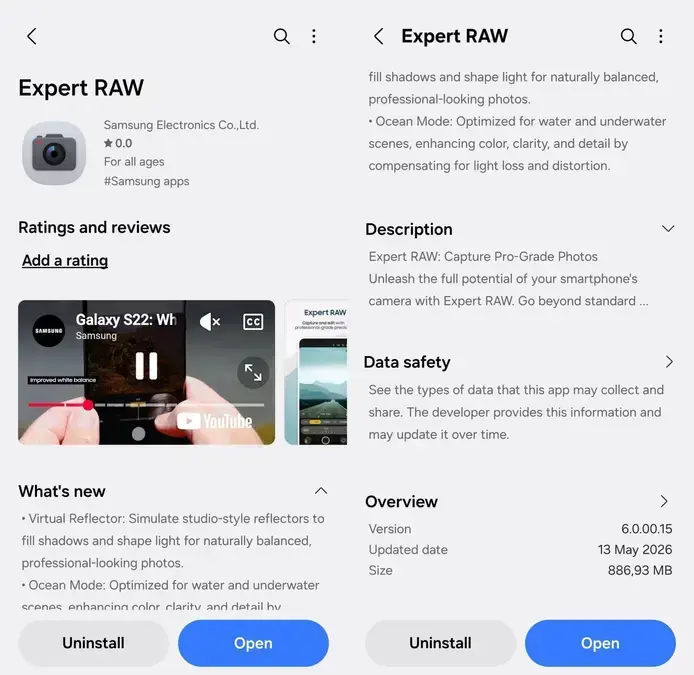 Expert RAW recebe atualização para One UI 9.0 em Galaxy compatíveis