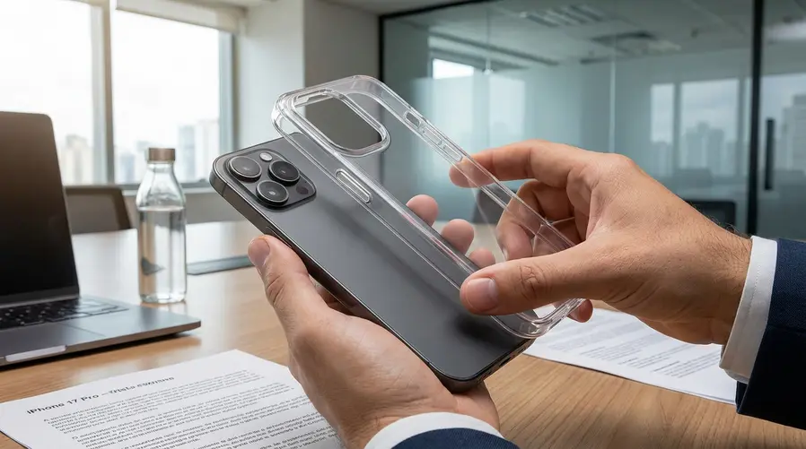 Uma imagem comparando uma capa do iPhone 17 Pro com o encaixe de um possível iPhone 18 Pro, destacando visualmente a área do módulo de câmeras e o contorno lateral do aparelho, para mostrar onde a compatibilidade pode funcionar ou falhar.