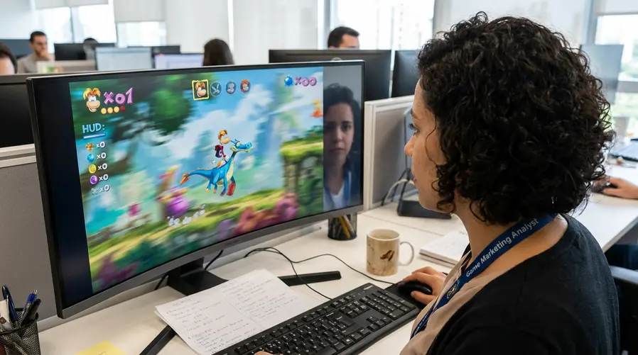 Uma cena de gameplay mostrando Rayman em uma fase de montaria com dragão, com elementos coloridos ao fundo e HUD de plataforma lateral, para evidenciar as novidades de conteúdo e a sensação de movimento mais intensa desta seção.
