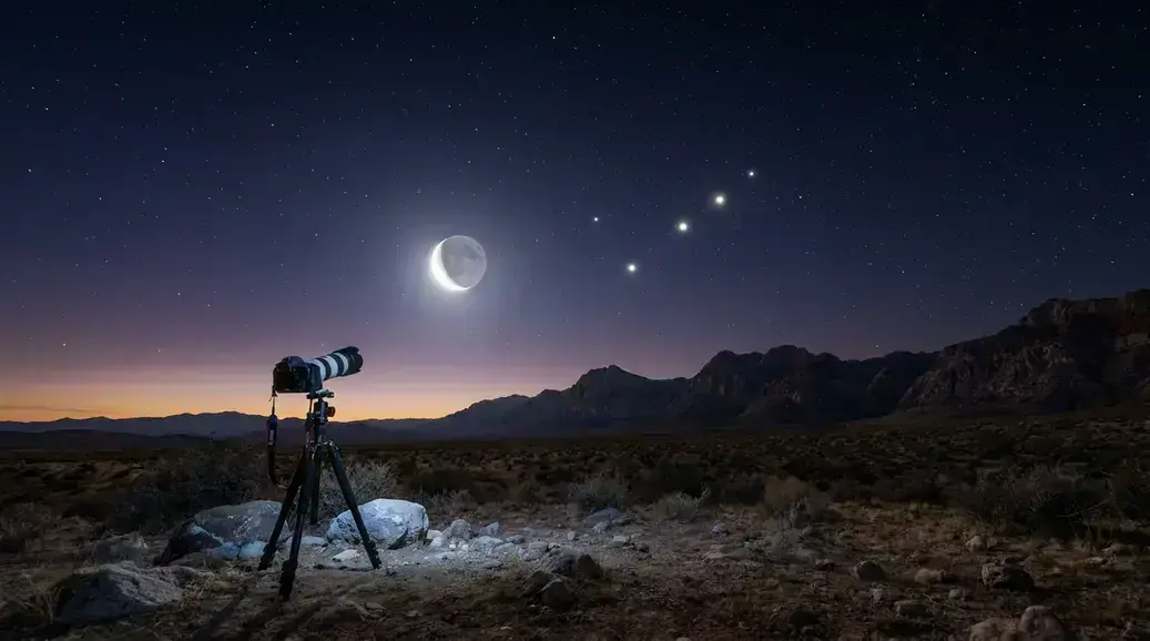 Lua, Vênus, Júpiter e Mercúrio formam minidesfile visível logo após o pôr do Sol